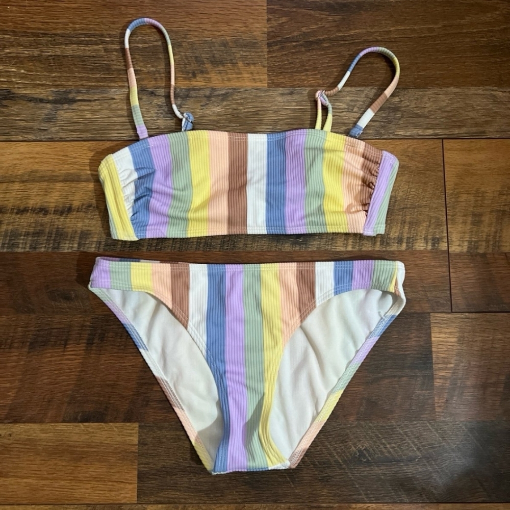 Xhilaration Striped Ribbed Bikini Top Size Junior's Small